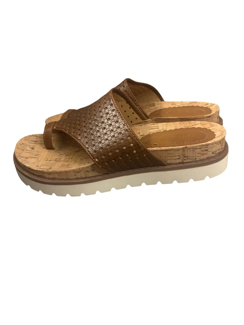 BareTraps Brown’s Textured Cork Slide Sandals Size 8